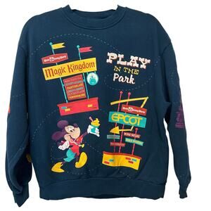 Disney Mickey & Friends Play In The Park Crew Neck Pullover Sweatshirt Size M